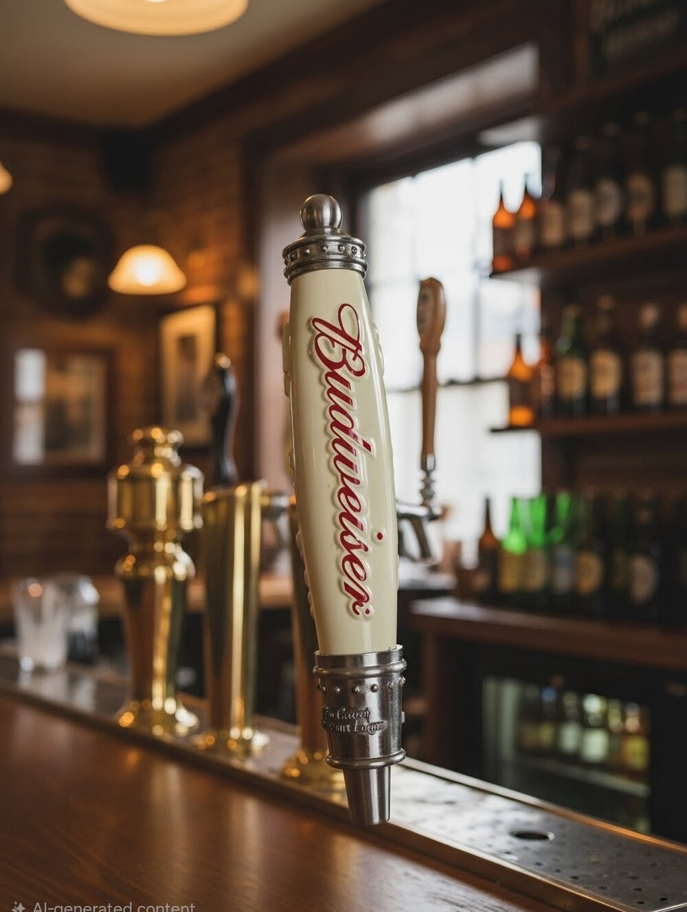 VTG "Budweiser" Beer Tap Handle Authentic Design 12"  Cream And Red. VGC